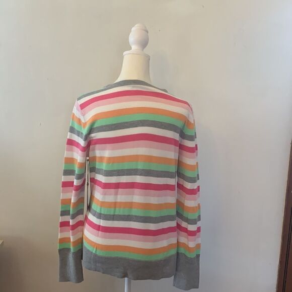 Vince Camuto gray pink white striped long sleeve sweater Size M NWT - Picture 4 of 8